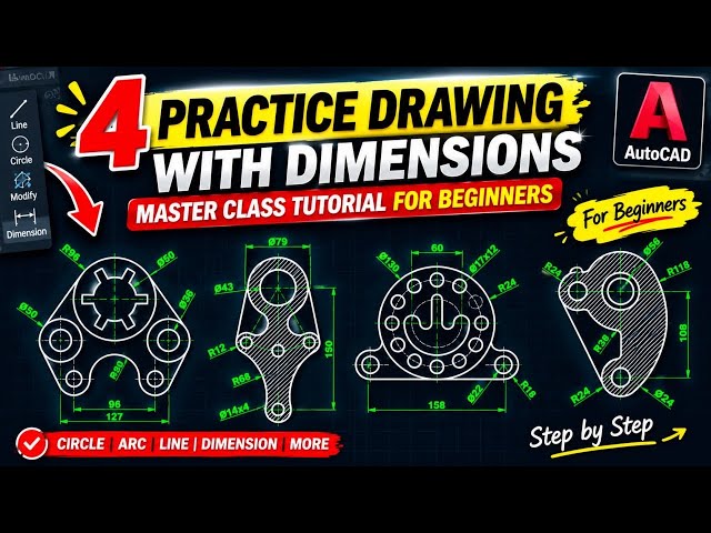 AutoCAD 2D Practice Drawing for Mechanical Engineering