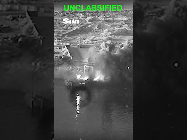 Dramatic moment US blows up Iran naval base using kamikaze drone boats
