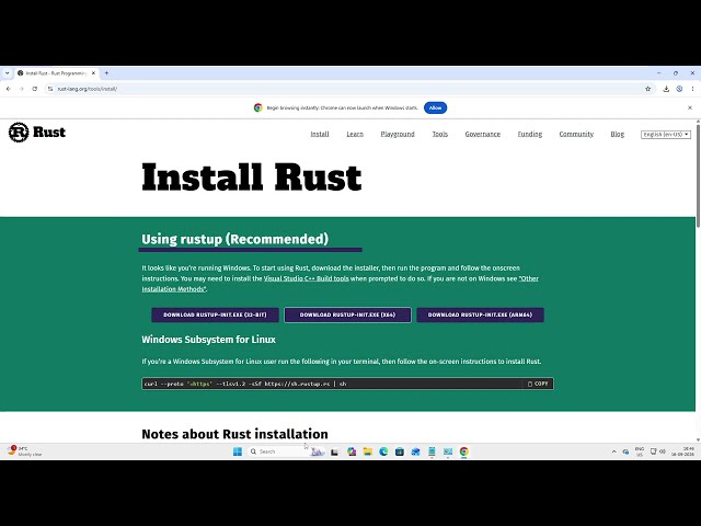Install Rust on Windows