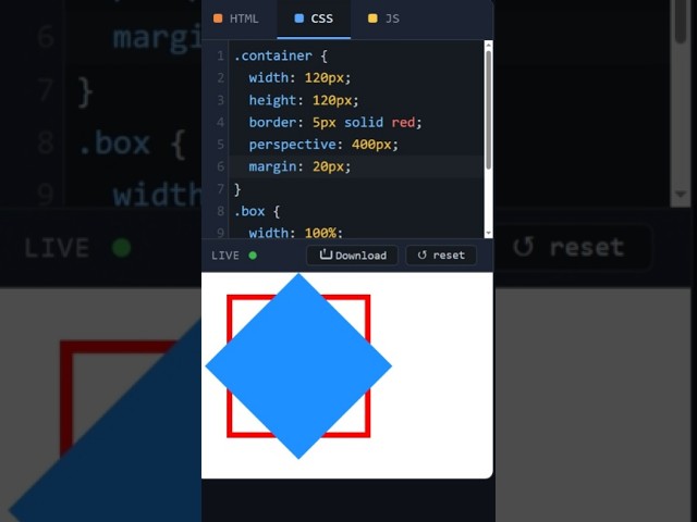 CSS Transform rotate Z Square #htmltutorial #coding