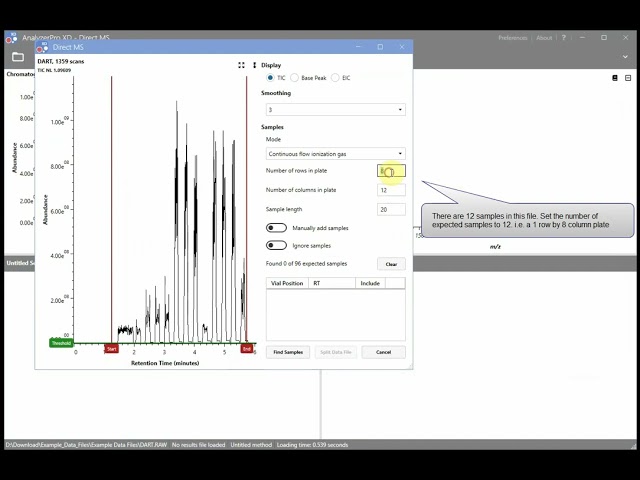 Getting Started with AnalyzerPro XD - 4.  Loading and Splitting Direct MS