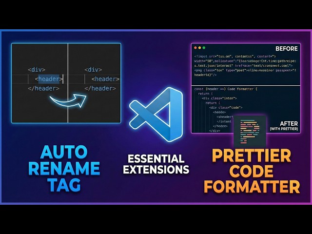 របៀបប្រើ Prettier និង Auto Rename Tag | How To Use Prettier  And Auto Rename Tag