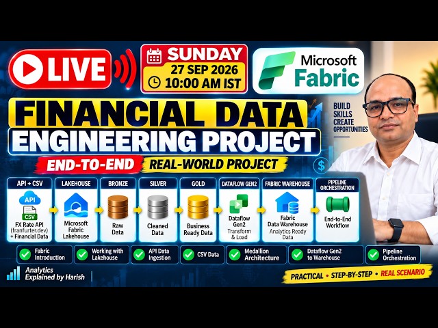 🔴 LIVE: Microsoft Fabric End-to-End Financial Project | API → Lakehouse → Medallion → Warehouse