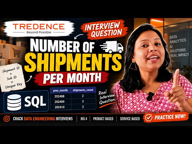 Tredence SQL Interview Question | Number of Shipments Per Month | Data Engineering Interview