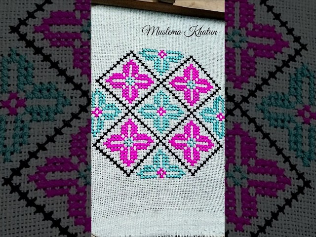 Easy Hand Embroidery Design 🌸 #embroidery #shorts #shortsviral #trending #diy #crossstitch #viral