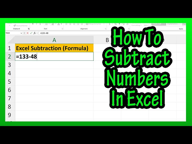 How To Subtract Numbers Or Values, And The Formula For Subtracting Numbers, In Excel Explained