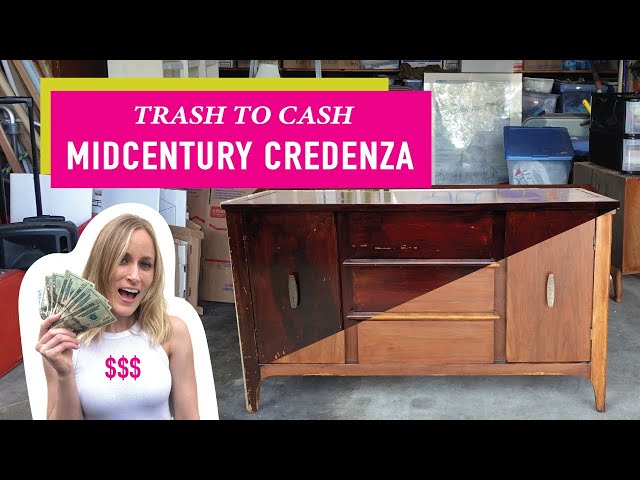 Trash to Cash Furniture Flip | Restoring a Midcentury Credenza (Found on the Curb!)