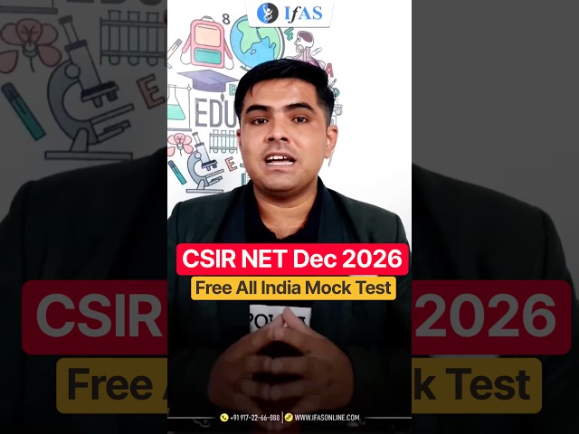 CSIR NET Dec 2026 Free Mock Test | Register Now & Test Your Preparation | IFAS