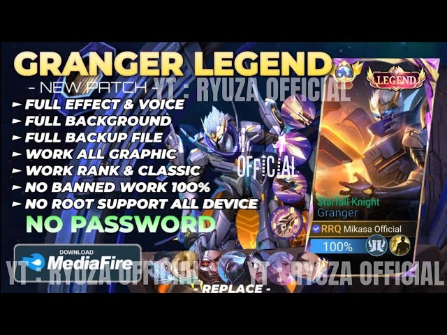 NEW Script Skin Granger Legend - Starfall Knight  No Password | Full Effect Voice | Patch Terbaru