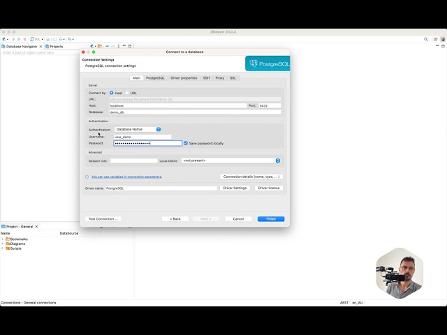 Create PostgreSQL in Docker and connect with DBeaver