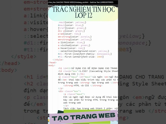 Computer Science Test 12 - CSS Selectors Descendants
