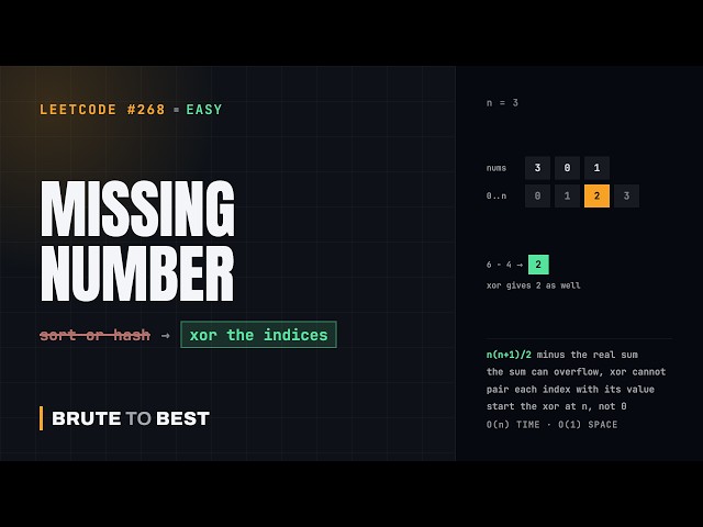 LeetCode #268: Missing Number — Gauss Sum and the XOR Trick