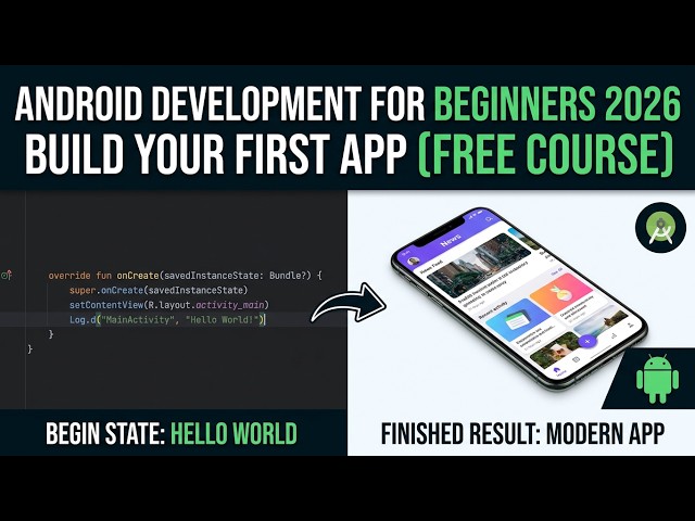 Android Development for Beginners 2026 — Build Your First App (Free Course)