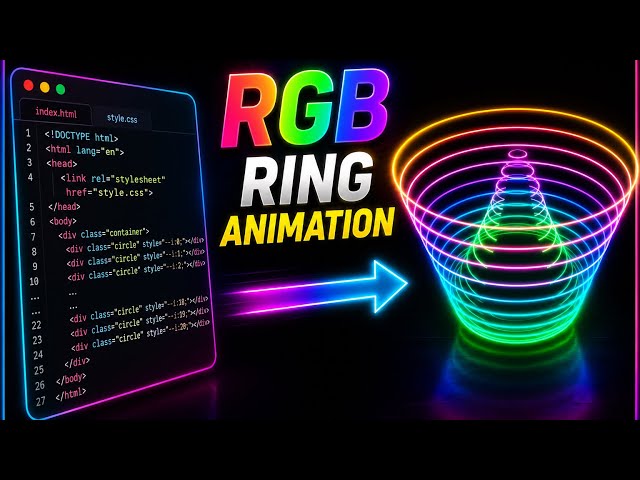     I Create This beautiful 3D RGB Ring Animation Using HTML & CSS 
