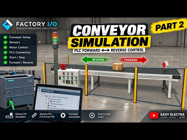 Factory I/O Conveyor Simulation | PLC Forward Reverse Control | Part 2
