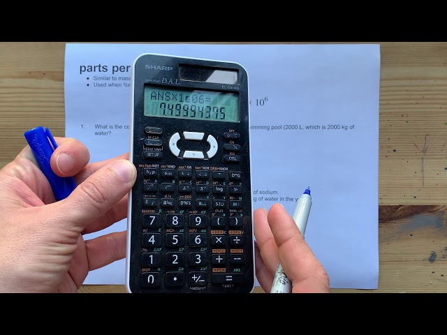 Calculate ppm for a solution (parts per million) using formula