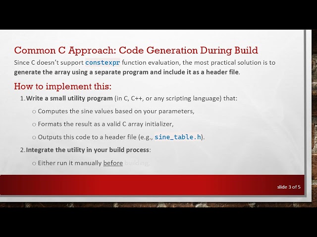 How to Populate an Array at Compile Time in C for Embedded Systems