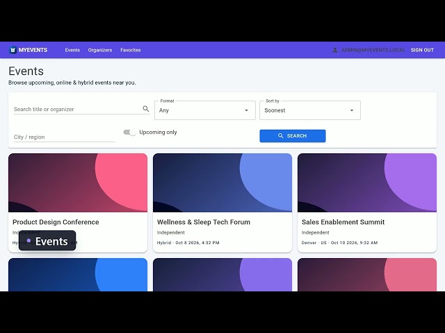My Events - a free app template you own | Ask2App