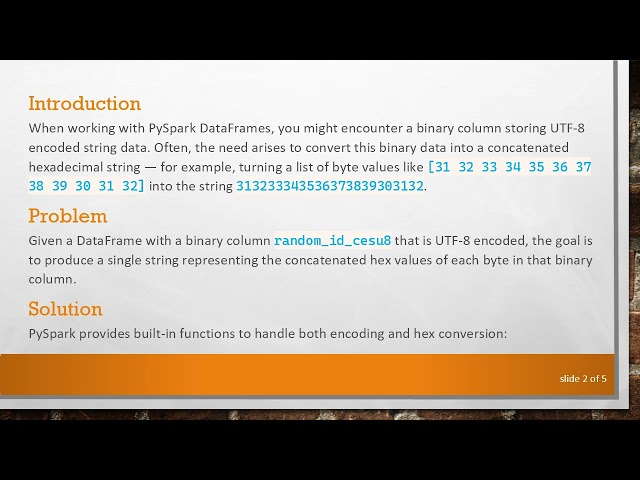 How to Concatenate Elements of a Binary Column into a Hexadecimal String in PySpark