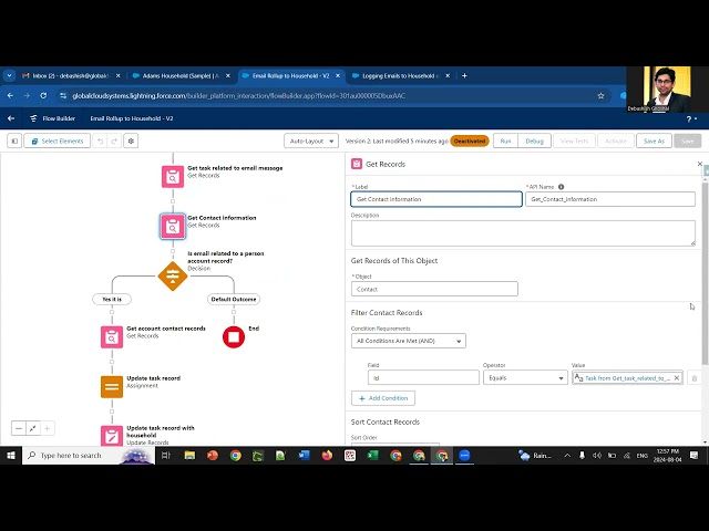 Email rollup functionality using flows in Salesforce FSC