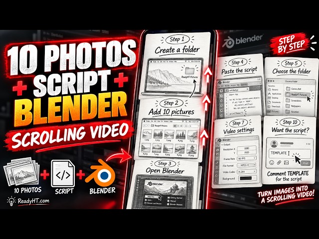 How I Turn 10 Photos Into a Scrolling Video in Blender | Python Script