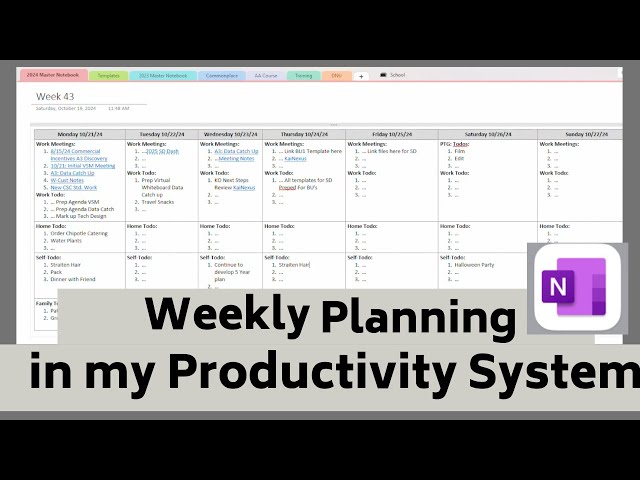 Weekly Planning in OneNote Productivity System