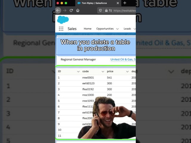 When you delete a table in production. #meme #salesforce #softwarejokes #itmemes