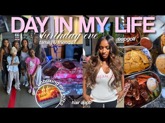 spend the day before my birthday with me 🎀 | hair appointment, opening gifts, topgolf + MORE