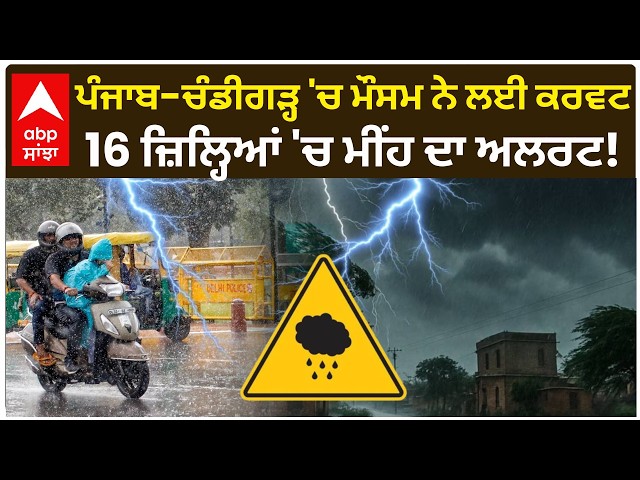 Punjab Weather News: ਪੰਜਾਬ-ਚੰਡੀਗੜ੍ਹ 'ਚ ਮੌਸਮ ਨੇ ਲਈ ਕਰਵਟ, 16 ਜ਼ਿਲ੍ਹਿਆਂ 'ਚ ਮੀਂਹ ਦਾ ਅਲਰਟ | Abp Sanjha