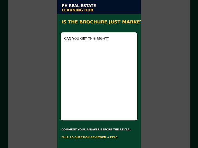 Is a Developer’s Brochure Legally Binding? | PD 957 REB Question #Shorts