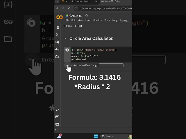 ⭕ Make Your Own Circle Area Calculator in Python 🐍 | OceanAriz | #maths #shorts #viralvideos