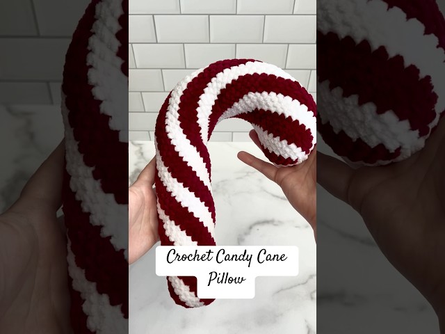 Crocheted Candy Cane Pillow 🎄✨ Now in My Etsy Shop!