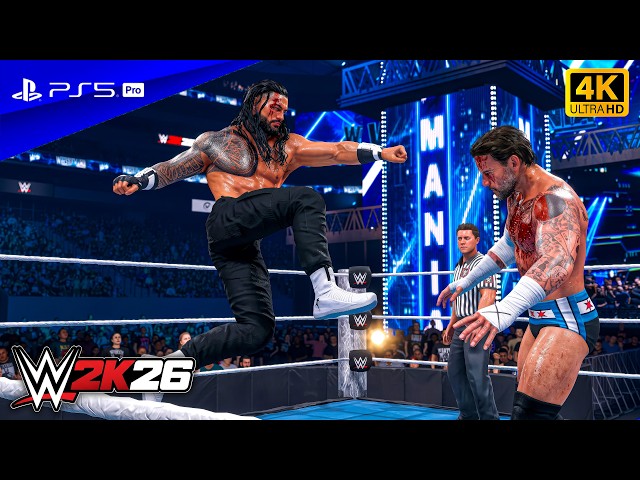 WWE 2K26 - Roman Reigns vs. CM Punk - Full Match at Wrestlemania 42 Vegas | PS5™ Pro [4K60]