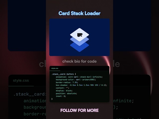 Card Stack Loader using CSS #shorts #loading #css #animation  #coding
