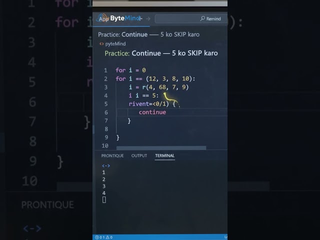 Python continue Statement Explained just in 10 seconds🔥 | Skip Any Number in Loop | Python Beginners