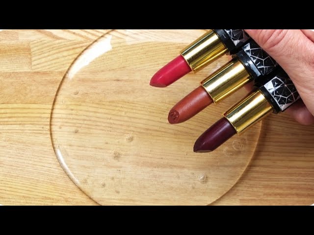Slime Colouring With Maroon Makeup! Mixing Lipsticks Into Clear Slime 