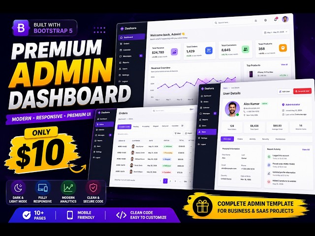 Premium Admin Dashboard UI with Bootstrap 5 | Modern Responsive Admin Template 2026