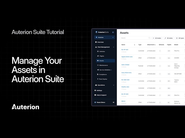 Auterion Suite Tutorial: 4 - Manage Your Assets in Auterion Suite