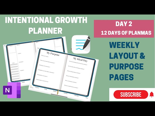 OneNote and Goodnotes Weekly Planning Spread & Development Prompts: Day 2 of the 12 Days of Planmas!