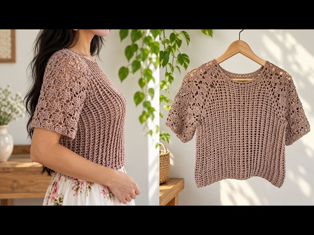 How to crochet reglan lace shoulder top   #crochet #crochettutorial