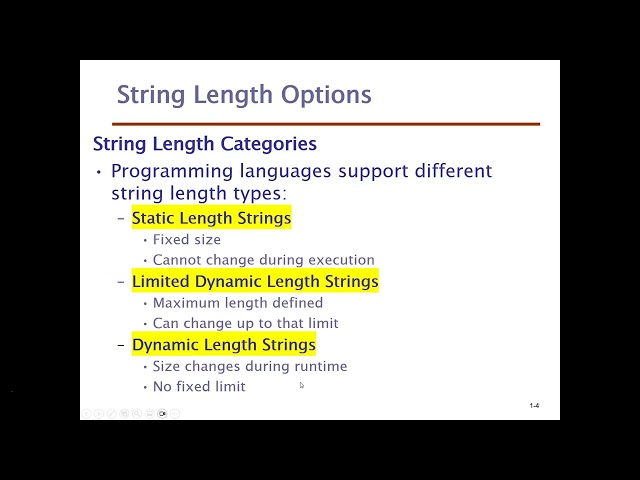 Programming Language Concepts: Data type: Character String Types in Programming Language.