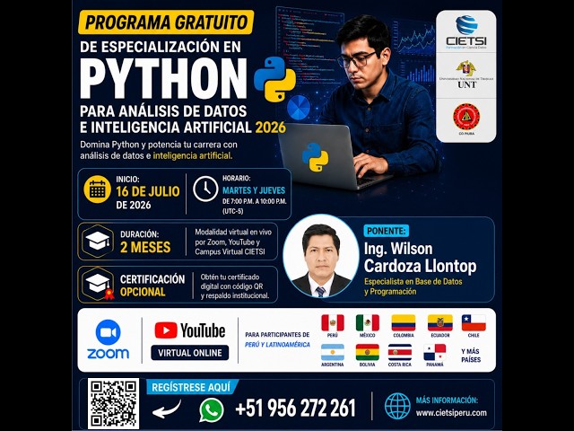 PROGRAMA  DE ESPECIALIZACIÓN EN PYTHON PARA ANÁLISIS DE DATOS E INTELIGENCIA ARTIFICIAL 2026 S10