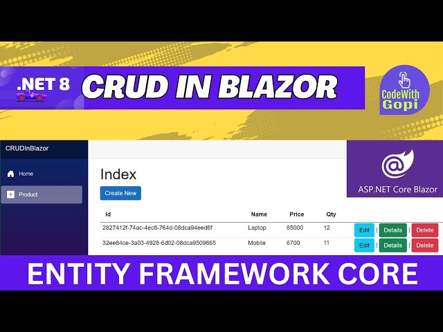 🖥️ Blazor CRUD Operations with SQL Server: Step-by-Step Guide | .NET 8.0 Blazor CRUD Tutorial