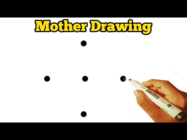 How to draw mother from 5 dots | Easy mother drawing | dots drawing