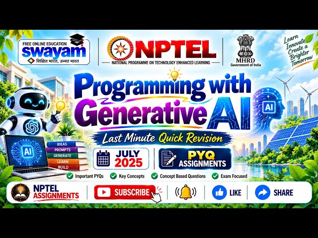 Programming with Generative AI All Pyqs Exam Orientated#NPTELPYQJuly2025#ProgrammingwithGenerativeAI