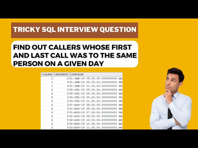 sql interview question | FIND OUT CALLERS WHOSE FIRST AND LAST CALL WAS TO THE SAME PERSON