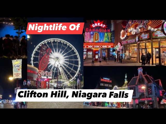 Clifton Hills Niagara Falls, Ontario, Canada | Nighlife | Skywheel, Dinosaur Golf, Speedway