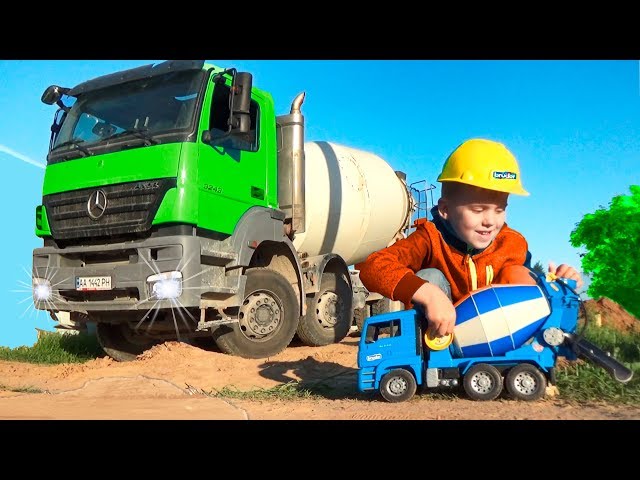 Alex Meets a Real Cement Mixer at a Construction Site