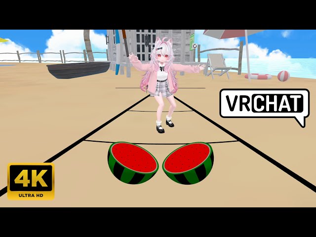 [二次元]💗B在玩「🍉西瓜劈成兩半」遊戲 Lime ライム【4K】VRChat Versteck_beach