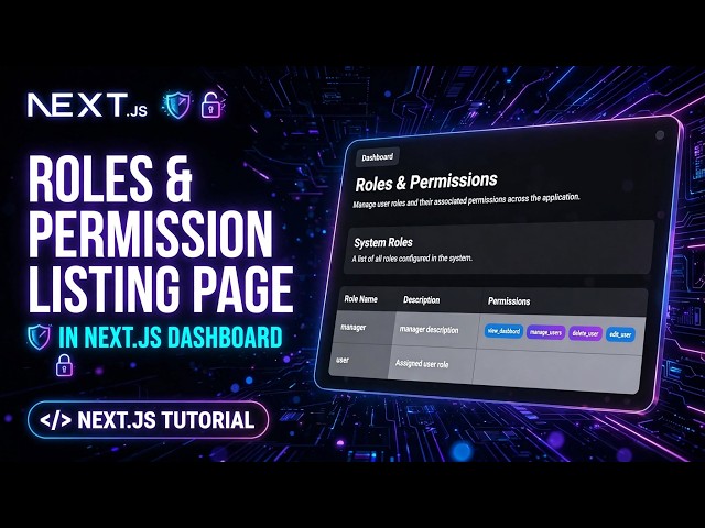 Roles and Permission Listing page NextJS | Dashboard Next JS & Node JS | PART-8